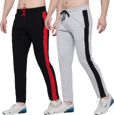 MYOO Striped Men Grey, Black Track Pants