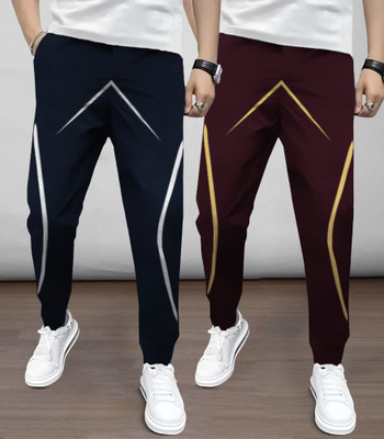 TRIPR Printed Men Blue, Maroon Track Pants