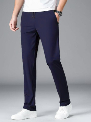 Fascus Solid Men Dark Blue Track Pants