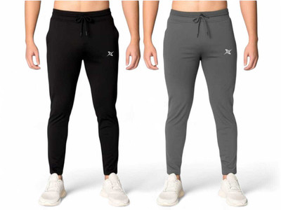 LOTEX Solid Men Black, Grey Track Pants