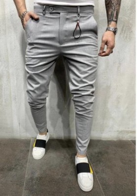 Style Fashion Trending Solid Men Grey Track Pants