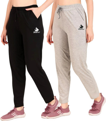 SEAPRINT Solid Women Black, Grey Track Pants