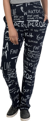 HouseOfCommon Printed Women Black Track Pants