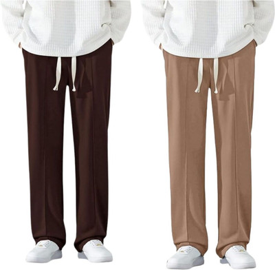 Leriya Fashion Solid Men Brown, Beige Track Pants