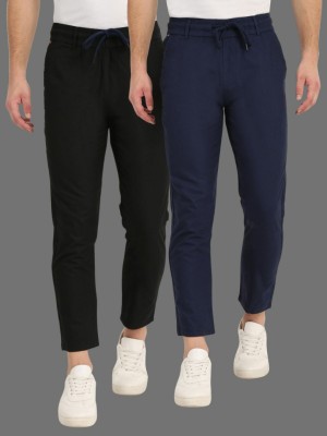 Colvyn Harris Solid Men Black, Blue Track Pants