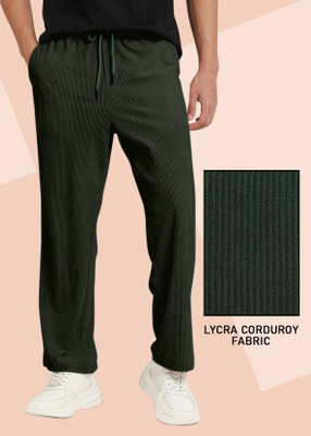 NIVEDANM Relaxed Men Dark Green Trousers