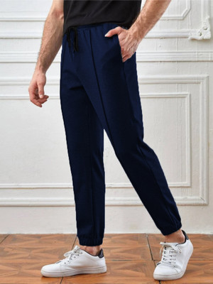 HouseOfCommon Solid Men Dark Blue Track Pants