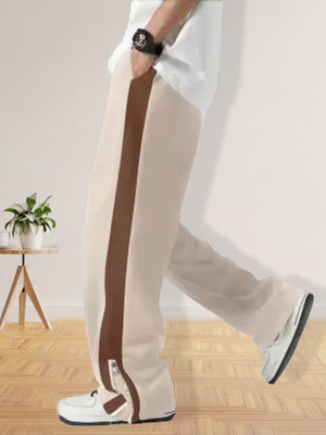 Jump Cuts Colorblock Men Brown, Beige Track Pants