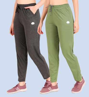 GAA Solid, Printed Women Black, Light Green Track Pants