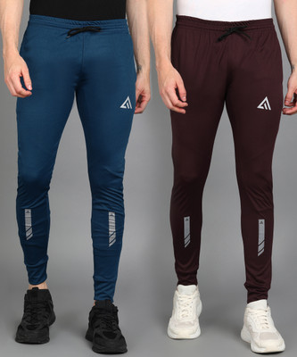 Adrenex Striped Men Dark Blue, Maroon Track Pants