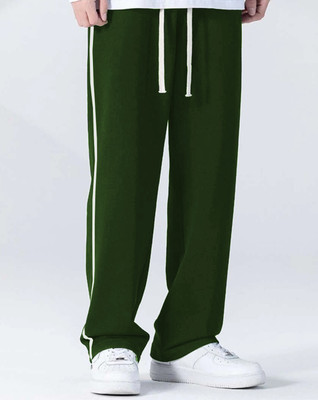 Detees Solid Men Dark Green Track Pants