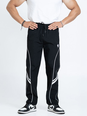 House Of Heroes Striped Men Black Track Pants