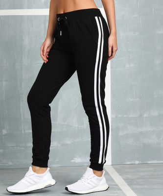 M7 By Metronaut Solid Women Black Track Pants