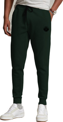 JUGULAR Solid Men Dark Green Track Pants