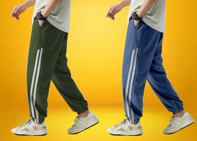 Kesaria Textile Company Striped Men Black Track Pants