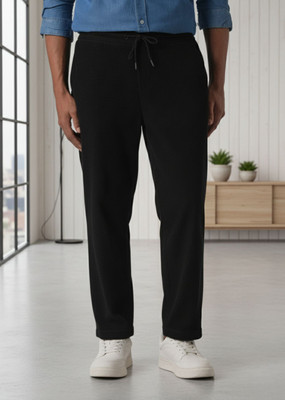 INDICLUB Solid Men Black Track Pants