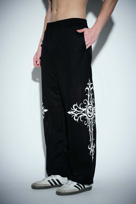 Bonkers Corner Printed Men Black Track Pants