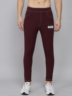 Veltick Self Design Men Maroon Track Pants