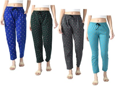 IndiWeaves Printed Women Blue, Black, Light Green Track Pants