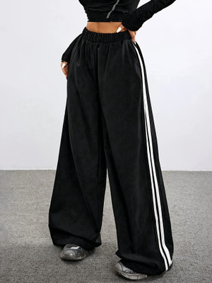Dockstreet Solid Women Black Track Pants