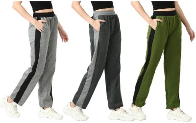 IndiWeaves Colorblock Women Grey, Silver, Green Track Pants