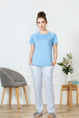 VAN HEUSEN Allover Print And Functional Pocket Printed Women Light Blue Track Pants