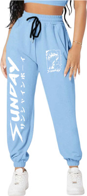 Tabadtod Geometric Print Women Light Blue Track Pants