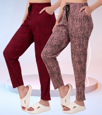 GAA Printed Women Maroon, Pink, Black Track Pants