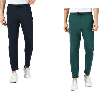 Indistar Solid Men Dark Blue, Green Track Pants
