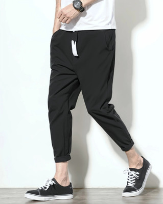 Z-DEVIL Solid Men Black Track Pants