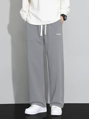 JexPuti Graphic Print Men Grey Track Pants
