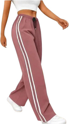 Lionlook Striped Women Pink Track Pants