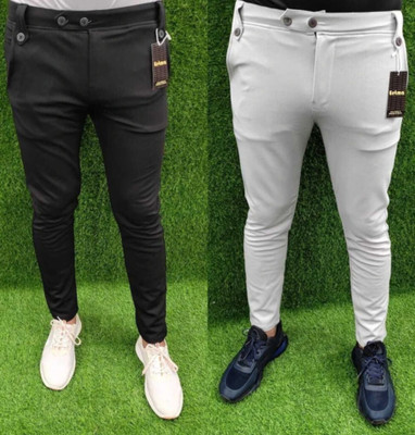 BONSAIPLUS Solid Men Black, Grey Track Pants