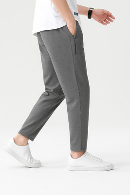 Khoaai Solid Men Grey Track Pants