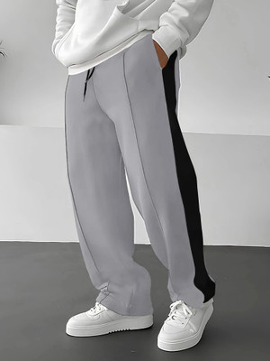 Jump Cuts Colorblock Men Grey Track Pants
