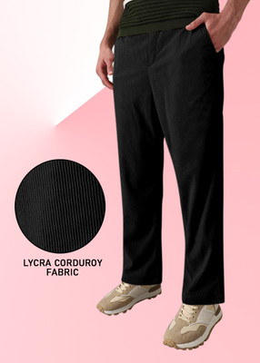 INDICLUB Solid Men Black Track Pants