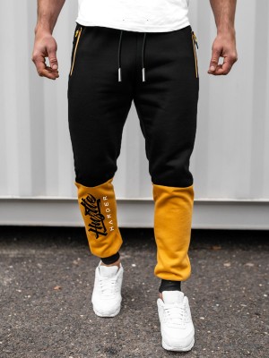 JUGULAR Solid Men Black, Yellow Track Pants