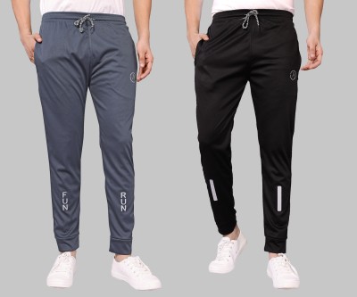 Kashvi Self Design Men Grey, Black Track Pants