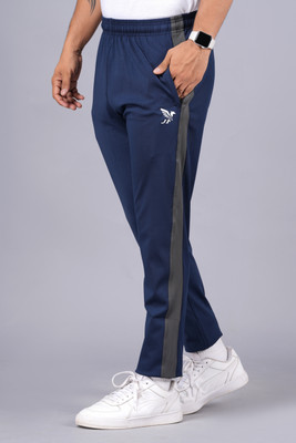 PS COLLECTION Solid Men Dark Blue Track Pants