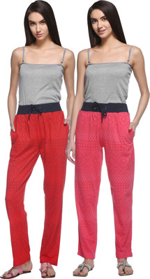 Weboasis Printed Women Red, Pink Track Pants