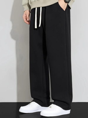 IRHA Solid Men Black Track Pants
