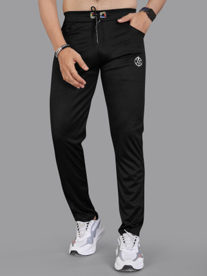 StyleStitch Solid Men Black Track Pants