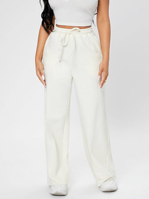 TRUFFLEGUM Loose Fit Women White Trousers