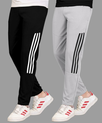 Cronix Striped Men Black, Grey Track Pants