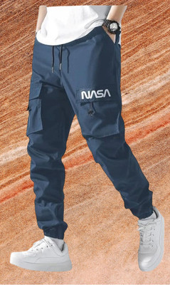 Kesaria Textile Self Design Men Blue Track Pants