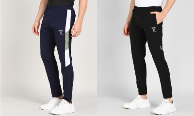 YUNEK Self Design Men Black, Blue Track Pants