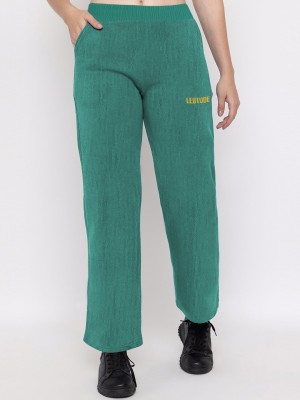 Leotude Solid Women Green Track Pants