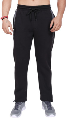beUNIQ Striped Men Black Track Pants