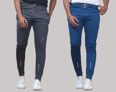 Pink Formal Solid Men Dark Blue, Grey Track Pants