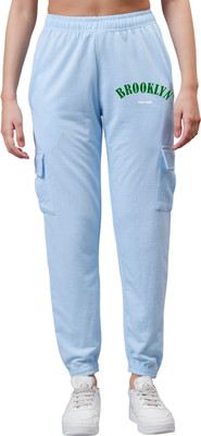 Rudra Enterprises Printed Women Light Blue Track Pants